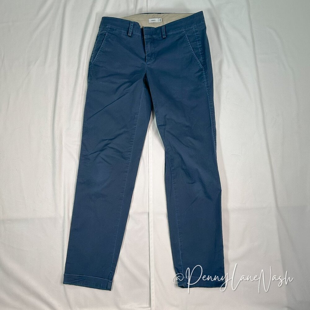 Vince Cuffed Boyfriend Chino Pants Size 2 Blue - Picture 2 of 11